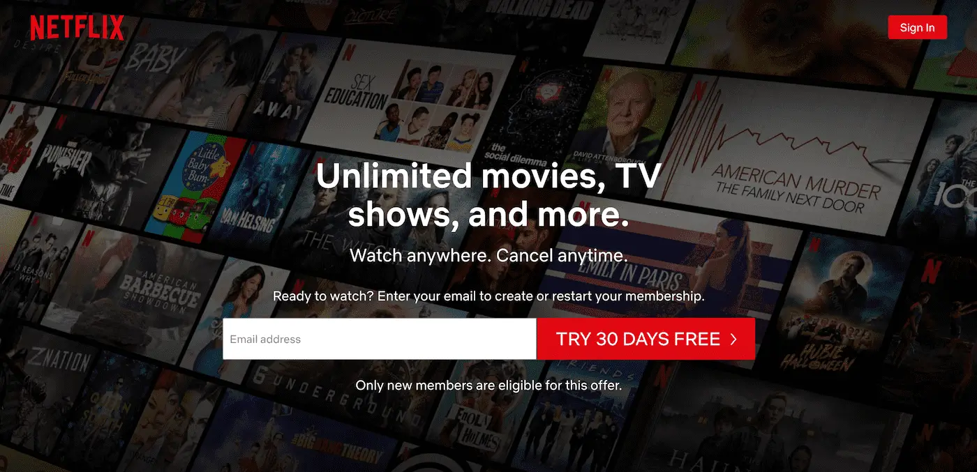 Η Landing Page του Netflix